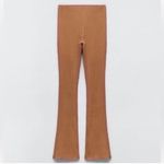 ZARA High-waisted Caramel/Brown Ribbed
Pants Set (Top Medium,Bottom Small) Photo 2