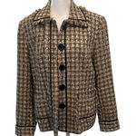 draper's & damon's sz10 brown tan cream tweed blazer jacket with black trim EUC Photo 0