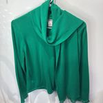 Simply Russel Green Long Sleeve Fringed Sweater Detachable Scarf Women's Large Photo 4