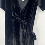 Ann Taylor NEW Black Velvet Wrap Dress Midi Length Short Sleeve Belted S… Photo 4