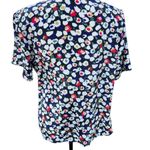 Impressions Vintage 80s 90s Faux Wrap Blouse Black White Abstract Floral L Photo 2