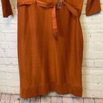 Eliza J  belted cowl neck sweater midi dress burnt orange size 12 Photo 6