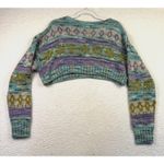 Urban Outfitters  Sweater Womens Medium Cropped Fair Isle Pastel Crewneck NWT Photo 1
