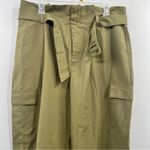 ZARA  belted cargo trousers wide leg olive green size XL high rise paperbag waist Photo 1