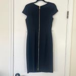 DKNY Women's Black Cap Sleeve Sheath Dress with Gold Belt & Zipper Detail Size 6 Photo 6