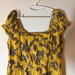 Eloquii Yellow Leaf Print Smocked Square Neck Midi Dress Size 16 Photo 1