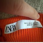 ZARA Orange Muscle Tee Crop Top with Tie Front Photo 3