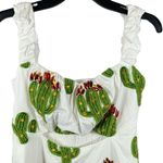 Queen of Sparkles Cutout Fuzzy Cactus Mini Dress Tie Back White & Green S Photo 3