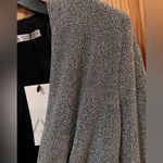 ZARA Plunging V-Neck Knot Front Silver Metallic Glitter Cocktail Dress Sz Small Photo 6