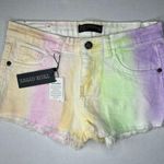 NWT True Gypsy rainbow tie dye Jean shorts in size 3 raw hems Photo 0