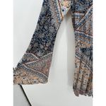 Earthbound Trading Co Blue Tan Floral Long Sleeve Romper Open Back Boho Women XL Photo 2