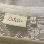 Anthropologie Deletta White Floral Embroidered Short Sleeve Blouse Photo 3