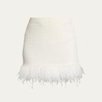 Frame NWT  White Crochet Feather-Trim Mini Skirt. Size Medium Photo 7