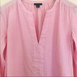 Ann Taylor  blouse women's SP striped seersucker Notched collar Long Sleeve Top Photo 1