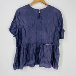 Chan Luu  Silk Blend Baby Doll Top in Dark Blue Size M Photo 7