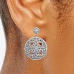 Giani Bernini Cubic Zirconia Floral Openwork Disc Drop Earrings Sterling Silver Photo 1