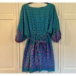 J. Crew blue block print dolman sleeve dress size small Photo 3