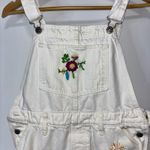 Levi's Premium White Embroidered Denim Overalls Floral Sun Graphic Women S Photo 1