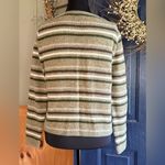 Cambridge Dry Goods Earthy Colors Striped Sweater 100% Wool full zip size Small Green Photo 3