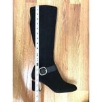 DKNY Caira Black Gold Vegan Suede Knee High Boot Buckle Chunky Heel Size 6 New Photo 11