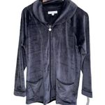 Eileen West Charcoal Gray Velvet Short Zip Robe Size S/M Sleepwear Photo 0