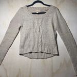 Moda Mudd Women’s Beige Cable Knit Sweater – Long Sleeve, High-Low Hem – Size S Photo 0