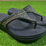 Crocs  Women’s 7 Platform Boca Bling‎ Flip Wedge Thong Sandals Medallion Photo 0