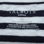 Talbots  Nautical Striped Ruffle Hem Flounce T-shirt Size 2X Cotton 3/4 Sleeve Photo 4