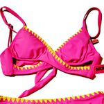 Bikini Nation Pink Yellow Embroidered Bikini Top Large Photo 3