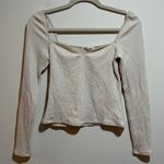 Reformation  Leighton Knit Top Ribbed Long Sleeve Cream Size Medium Photo 6