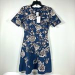 Oscar de la Renta Rose Printed Jacquard Dress Indigo White Medium NWT 25SN112DRJ Photo 1