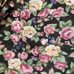 Vintage 90s Shirt Dark Floral Print Black Pink Peasant Flowy Long Sleeve Medium Photo 7