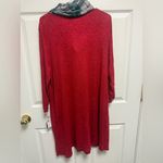 Chic Red Long Sleeve Dress with Plaid Scarf size XL Photo 3