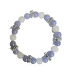 Natural Angelite and Selenite Crystal With Butterflies Floral 7" Beaded Bracelet Purple Photo 1