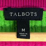 Talbots Vintage 90s Preppy Cable Knit Vest Pink Lime Stripe M Golf Academia  Photo 6