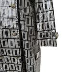 Karl Lagerfeld  Women's Double L Trench Coat Sz 12 Black White Geometric Long Photo 8