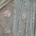 Mac Duggal 9360 Green Floral Mesh Sleeveless A Line Micro Ruffle Gown Dress Photo 11