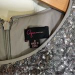 AQUA  Bloomingdale’s Sequin & Fringe Silver Pewter Short Sleeve Mini Dress Size 0 Photo 2