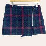 Elizabeth and James  Navy Blue Purple Plaid Zip Asymmetrical Mini Skirt Size 6 Photo 1