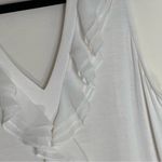 Worthington  | Petite White V-Neck Ruffle Front Sleeveless Top | PXL Photo 3