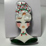 Beautiful Girl Brooch / Scarf Pin #129 Red Photo 0