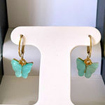 Earrings Butterfly Dangle Light Blue Women Girls Teens Photo 2