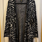 JM Collection  Black and White Zebra Print Knit Cardigan Open Front No Pockets Photo 0