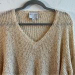 Hayden Los Angeles Sweater Oatmeal Distressed Hem Knit V Neck Sweater Sz L EUC Photo 1