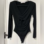 ASTR  the Label Black Cinched Cut out long sleeve bodysuit size medium Photo 3