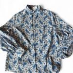 First Love Truly Delightful Blue Paisley Blouse- Size M Photo 4
