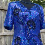 Vintage 80’s Stenay Blue Silk Beaded Sequin Floral Top Photo 1