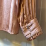 Paige  Pink Smocked Shoulder Button Front Blouse Shirt Top Long Sleeve Size S Photo 5