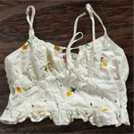 Dizzy Lizzy Floral Embroidered White Crop Top Size M Photo 0