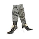 Jeffrey Campbell Knee High Vegan Patent Leather Chain Stiletto Heel Boots 7.5 Photo 1